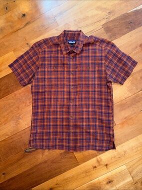 Patagonia Men’s Back Step Shirt – Hemp/Cotton Blend – Red & Blue Plaid – L
